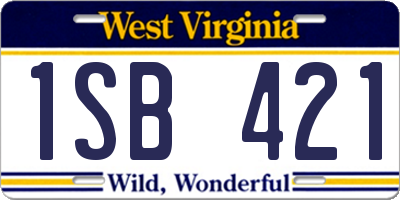WV license plate 1SB421