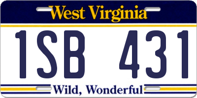 WV license plate 1SB431