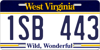 WV license plate 1SB443