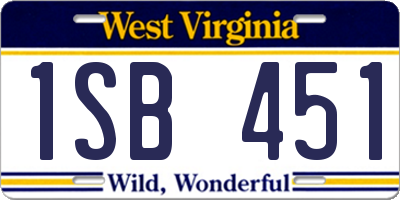 WV license plate 1SB451