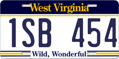 WV license plate 1SB454