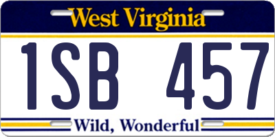 WV license plate 1SB457