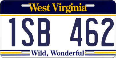 WV license plate 1SB462