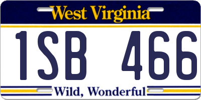 WV license plate 1SB466