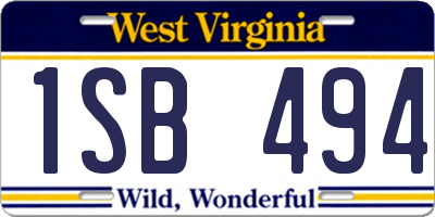 WV license plate 1SB494