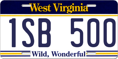 WV license plate 1SB500