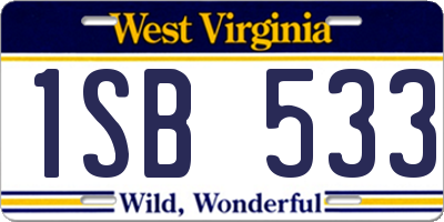 WV license plate 1SB533