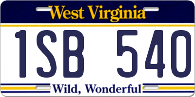 WV license plate 1SB540