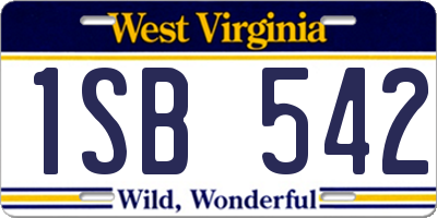 WV license plate 1SB542