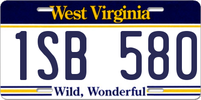 WV license plate 1SB580