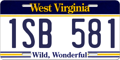 WV license plate 1SB581