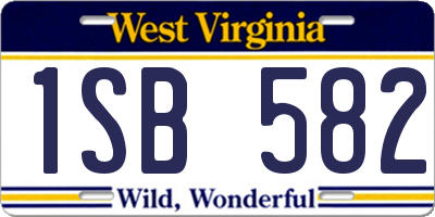 WV license plate 1SB582