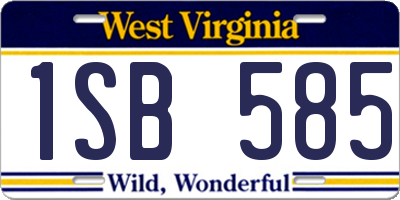 WV license plate 1SB585