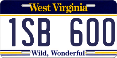 WV license plate 1SB600