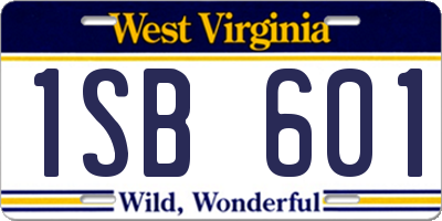 WV license plate 1SB601