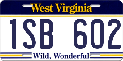 WV license plate 1SB602