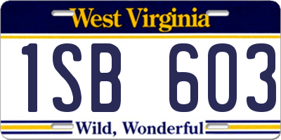 WV license plate 1SB603