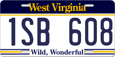 WV license plate 1SB608