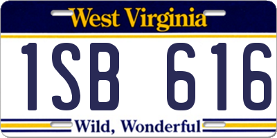 WV license plate 1SB616