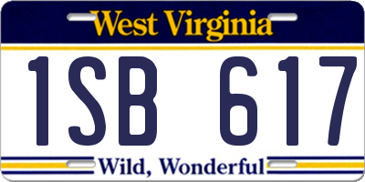 WV license plate 1SB617