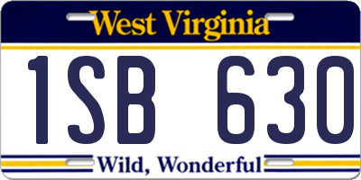 WV license plate 1SB630