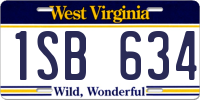 WV license plate 1SB634