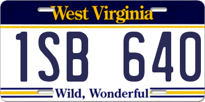 WV license plate 1SB640