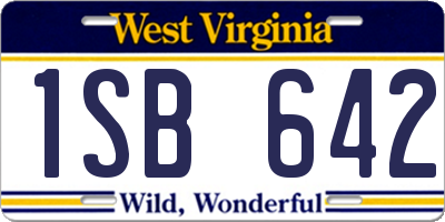 WV license plate 1SB642