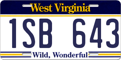 WV license plate 1SB643