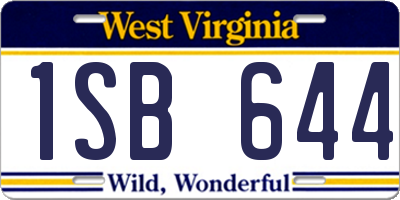 WV license plate 1SB644