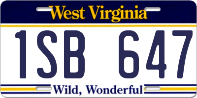 WV license plate 1SB647