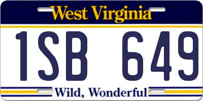 WV license plate 1SB649