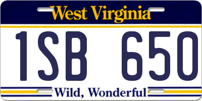 WV license plate 1SB650