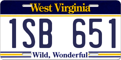 WV license plate 1SB651