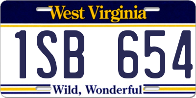 WV license plate 1SB654