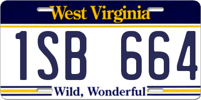 WV license plate 1SB664