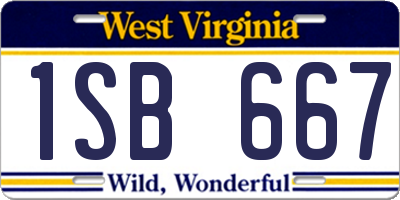WV license plate 1SB667