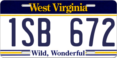 WV license plate 1SB672