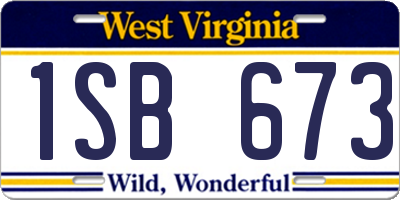 WV license plate 1SB673