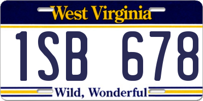 WV license plate 1SB678