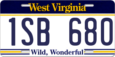 WV license plate 1SB680
