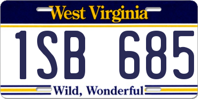 WV license plate 1SB685