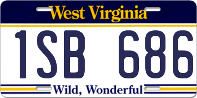 WV license plate 1SB686