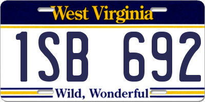 WV license plate 1SB692
