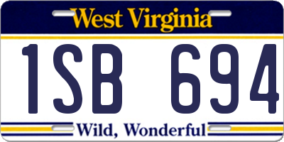WV license plate 1SB694