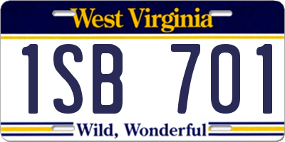 WV license plate 1SB701