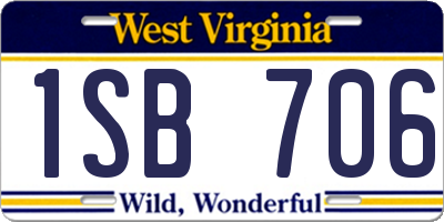 WV license plate 1SB706