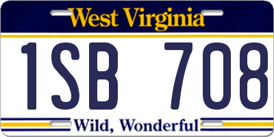WV license plate 1SB708