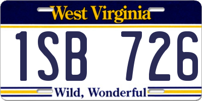 WV license plate 1SB726