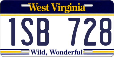 WV license plate 1SB728